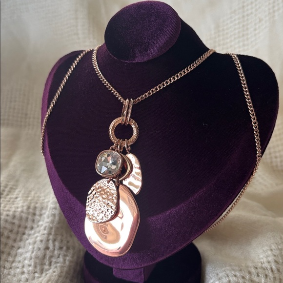 Premier Designs "Modern Luxe" Rose Gold Charm Necklace Fashion Jewelry State - Picture 3 of 10